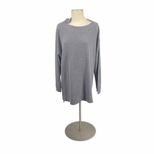 CJ Banks Gray Long Sleeve Top 2X NWT Plus Size Crewneck Basic Soft Tunic
